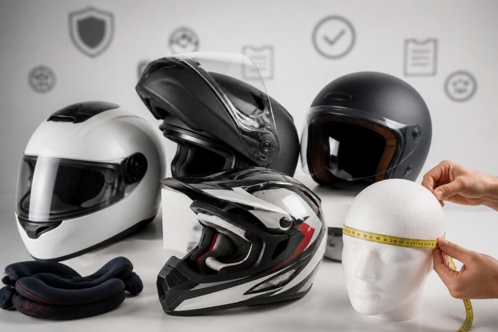 Bien choisir son casque moto (normes, types, taille)