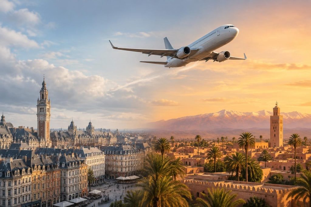 Lille Marrakech : vols directs, compagnies et durée du trajet en avion